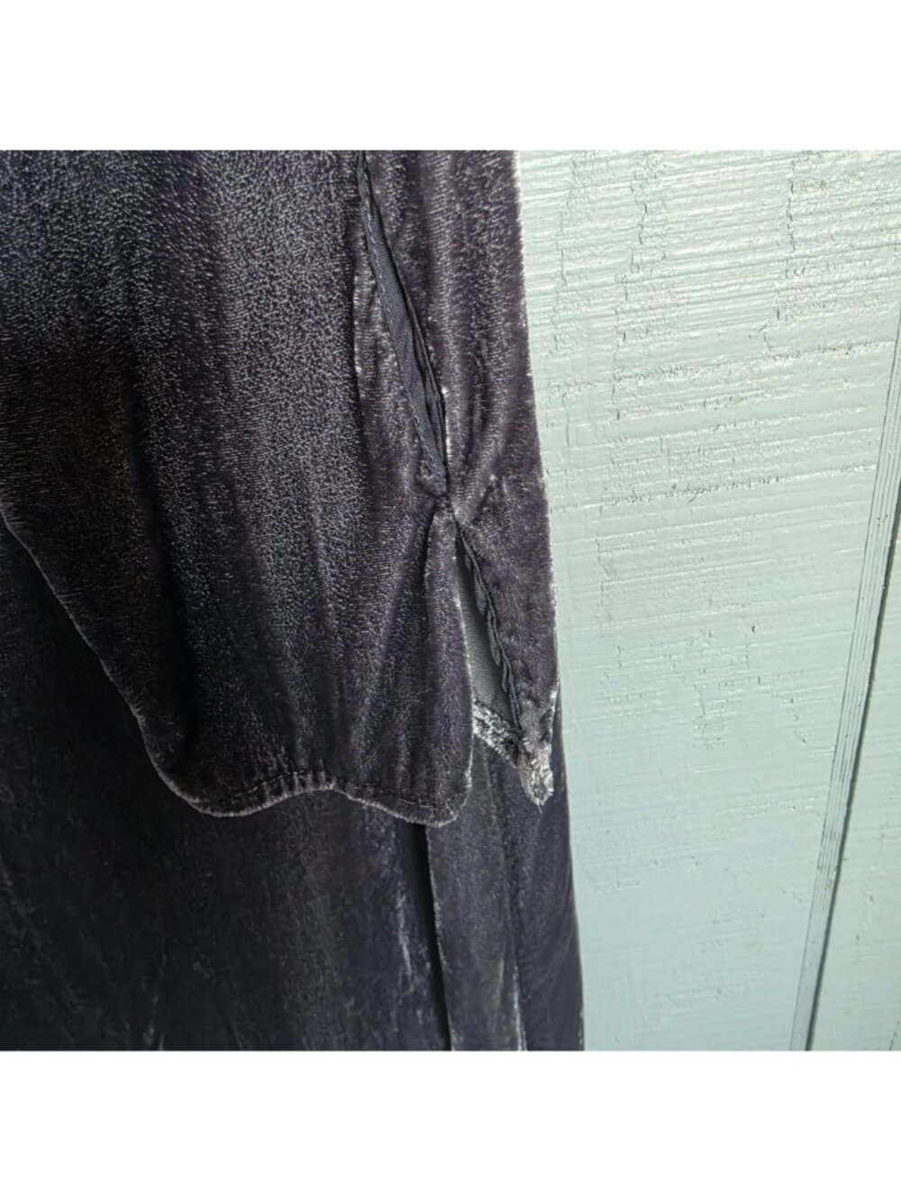 Johnny Was M Embroidered Velvet Tunic Top Gray Boho Long Sleeve Asymmetrical Hem - Picture 5 of 11